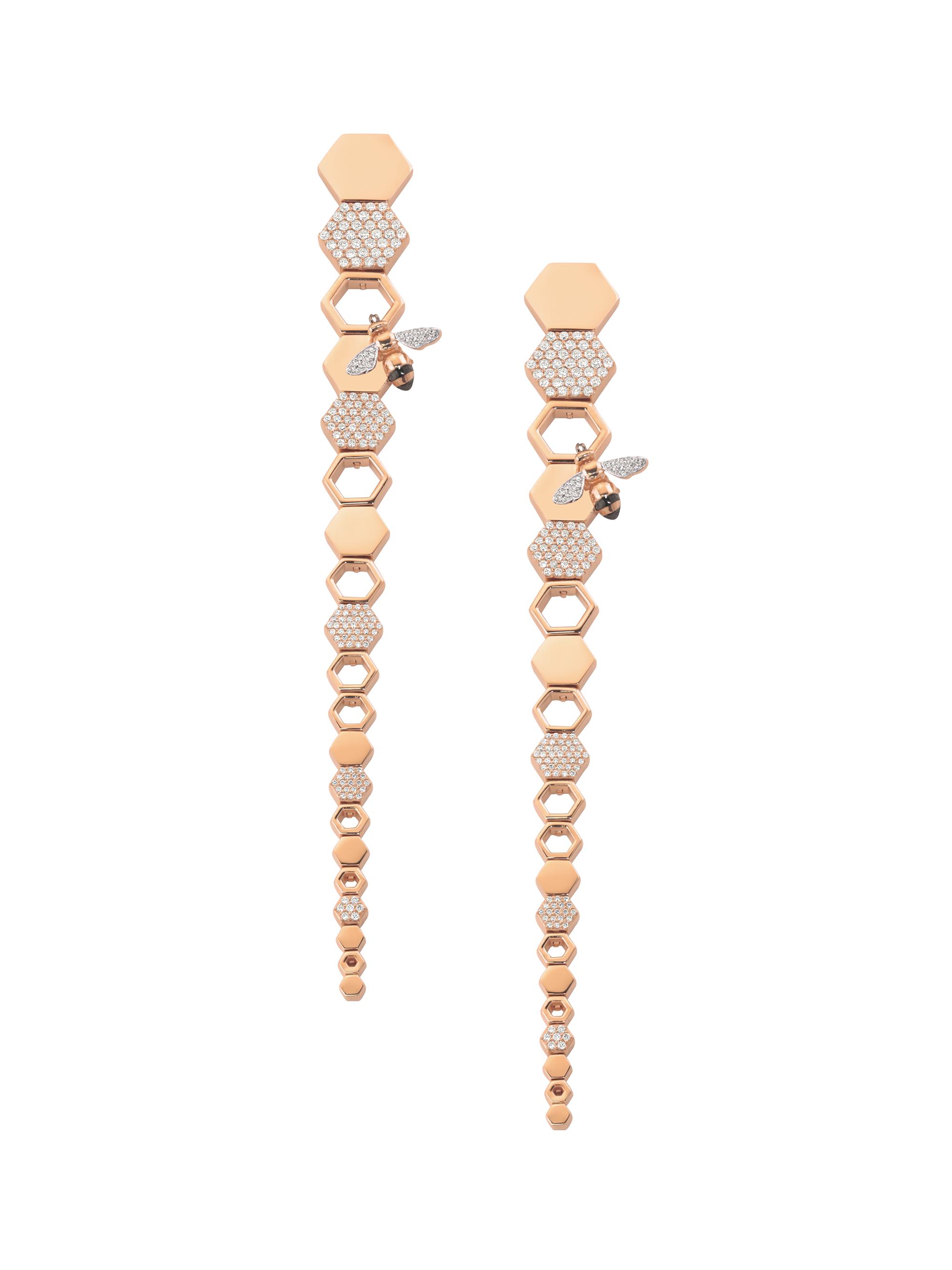 Bee Goddess Women's Honey Bee 18K Rose Gold & 1.39 TCW Diamond Earrings - Rose Gold