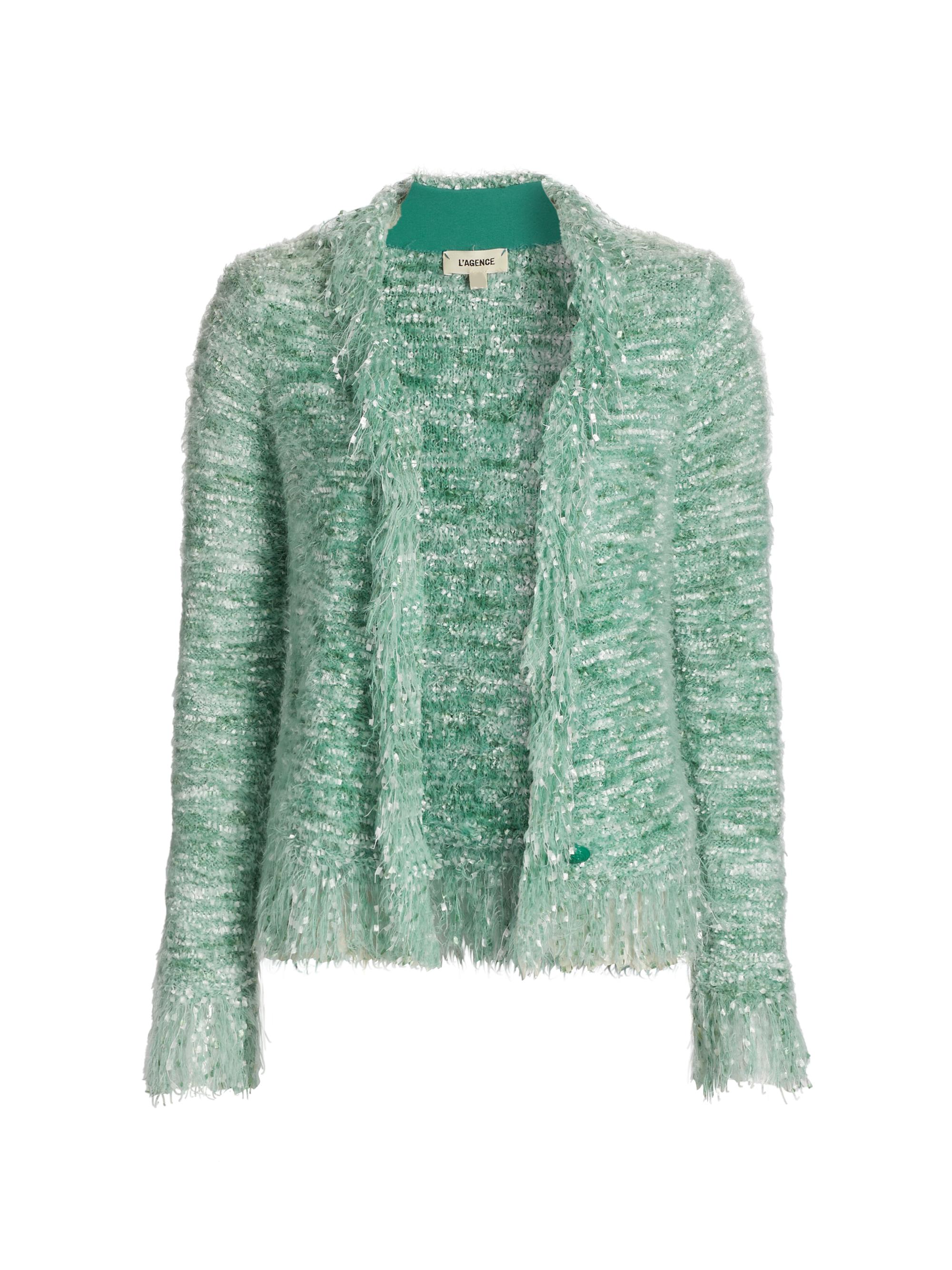 あむさま　TWEED FRINGE KNIT CARDIGAN TWEED FRINGE KNIT CARDIGAN