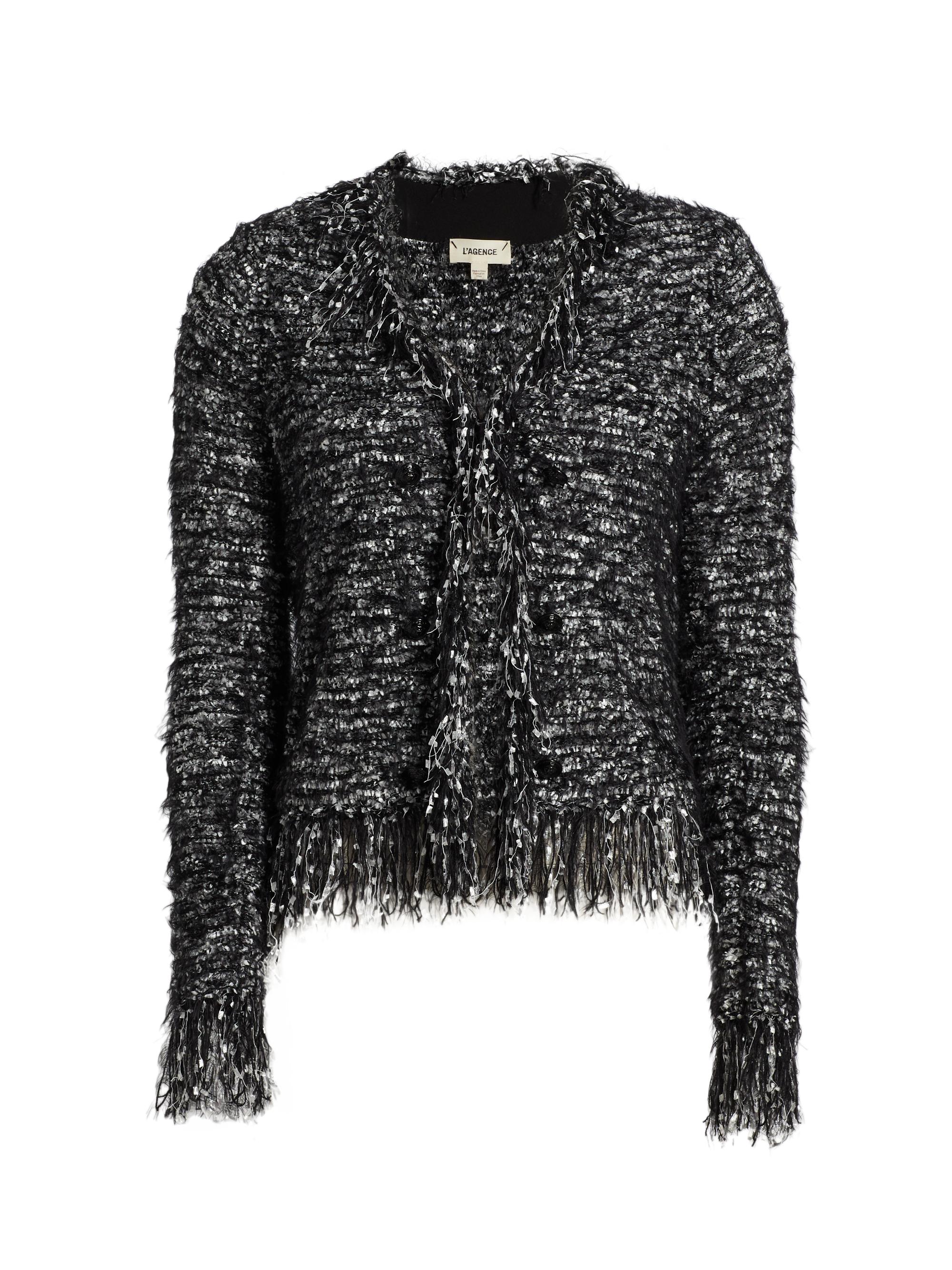 L'AGENCE Knit Fringe-Trim Cardigan | Saks Fifth Avenue