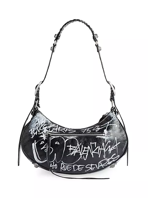 Balenciaga Le Cagole Small Graffiti Logo Shoulder Bag