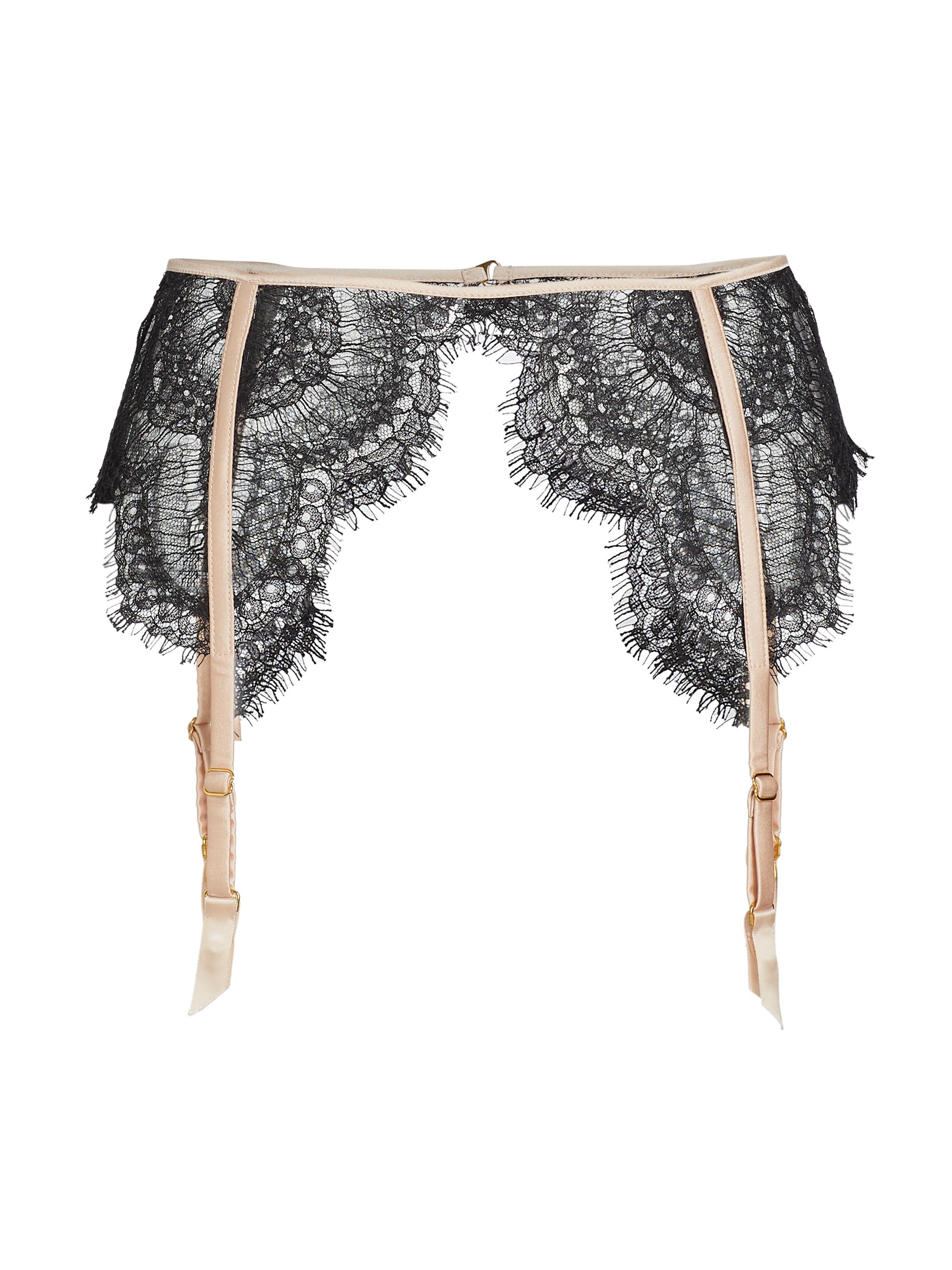 Kiki de Montparnasse Women's Art Deco Eyelash-Lace Garter - Black