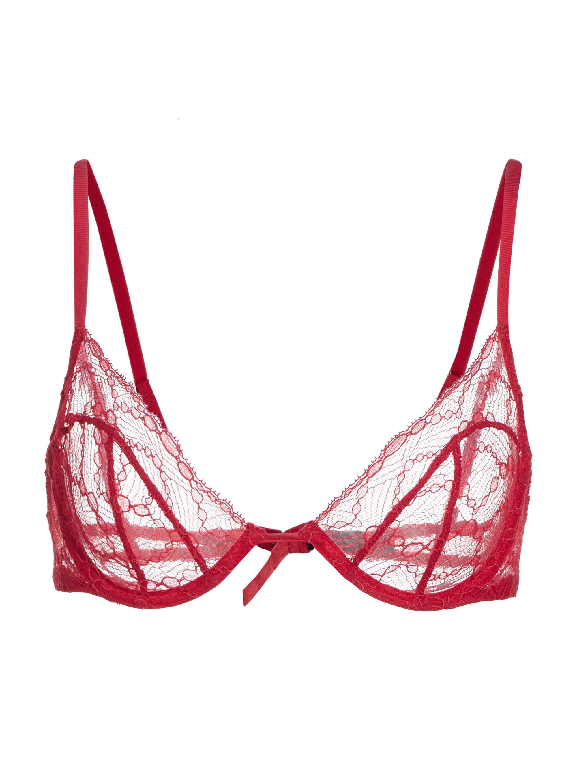 Kiki de Montparnasse Women's Mon Cheri Sheer Lace Demi Bra - Red