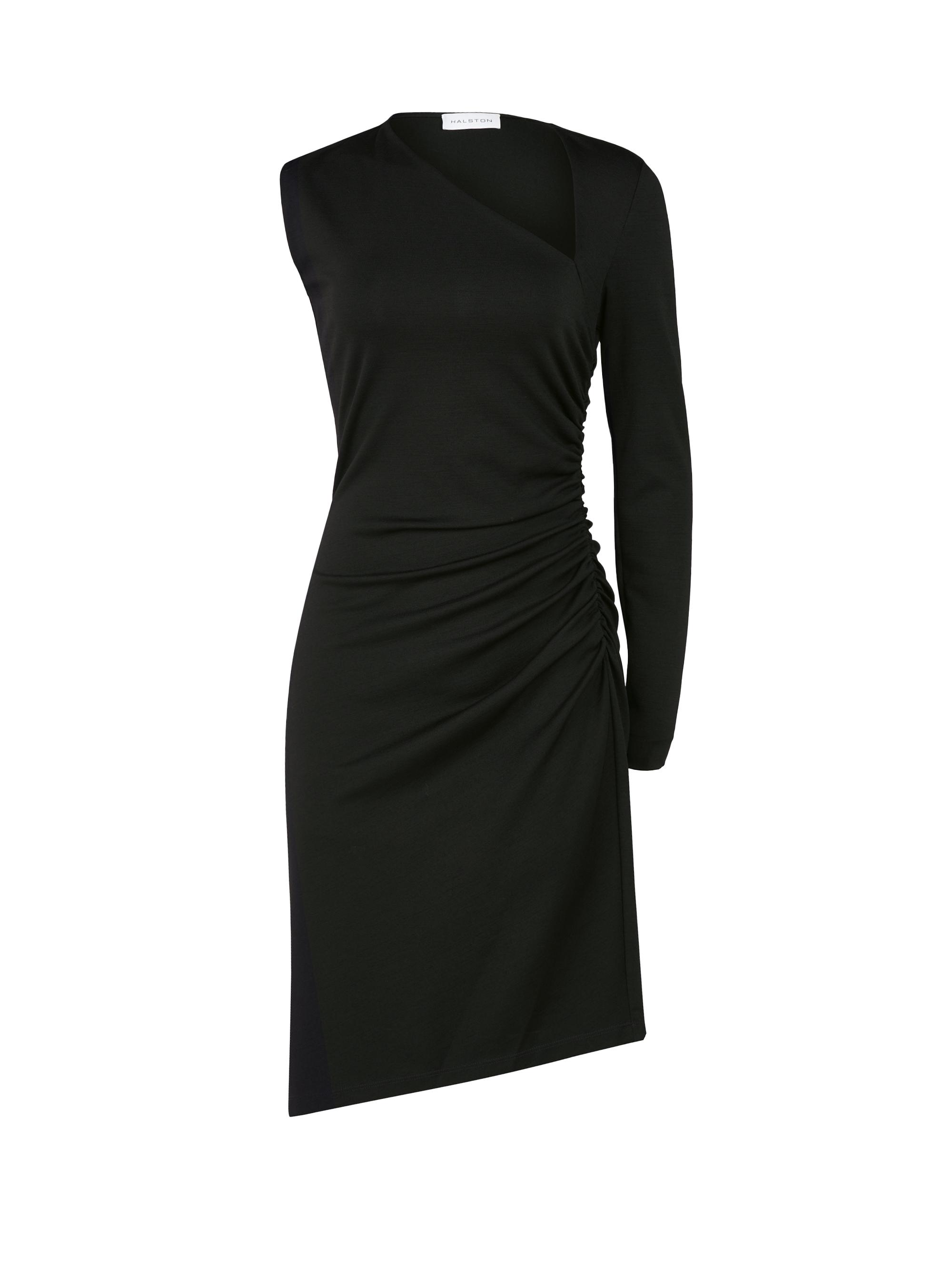 Halston Women's Skyler Ruched Asymmetric Cocktail Dress - Black