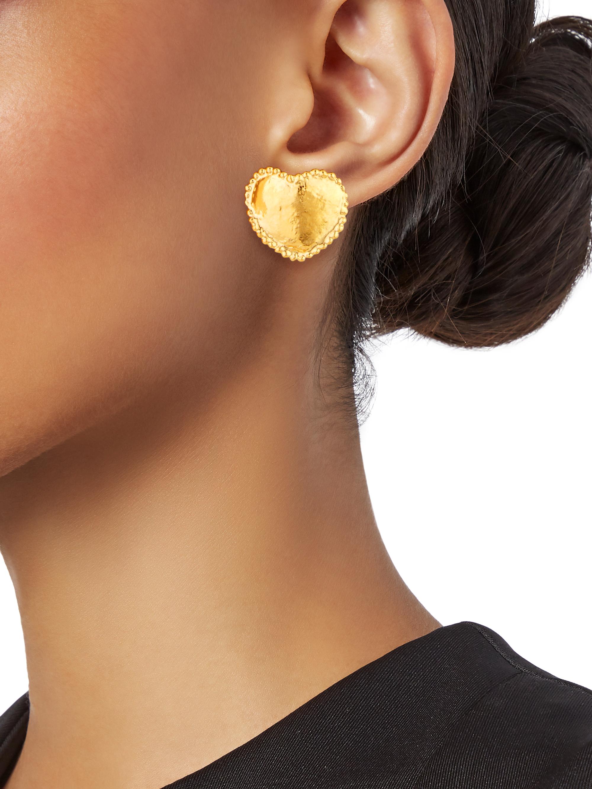Shop Elise Tsikis Manouche Cetica 24K-Gold-Plated Heart Earrings 