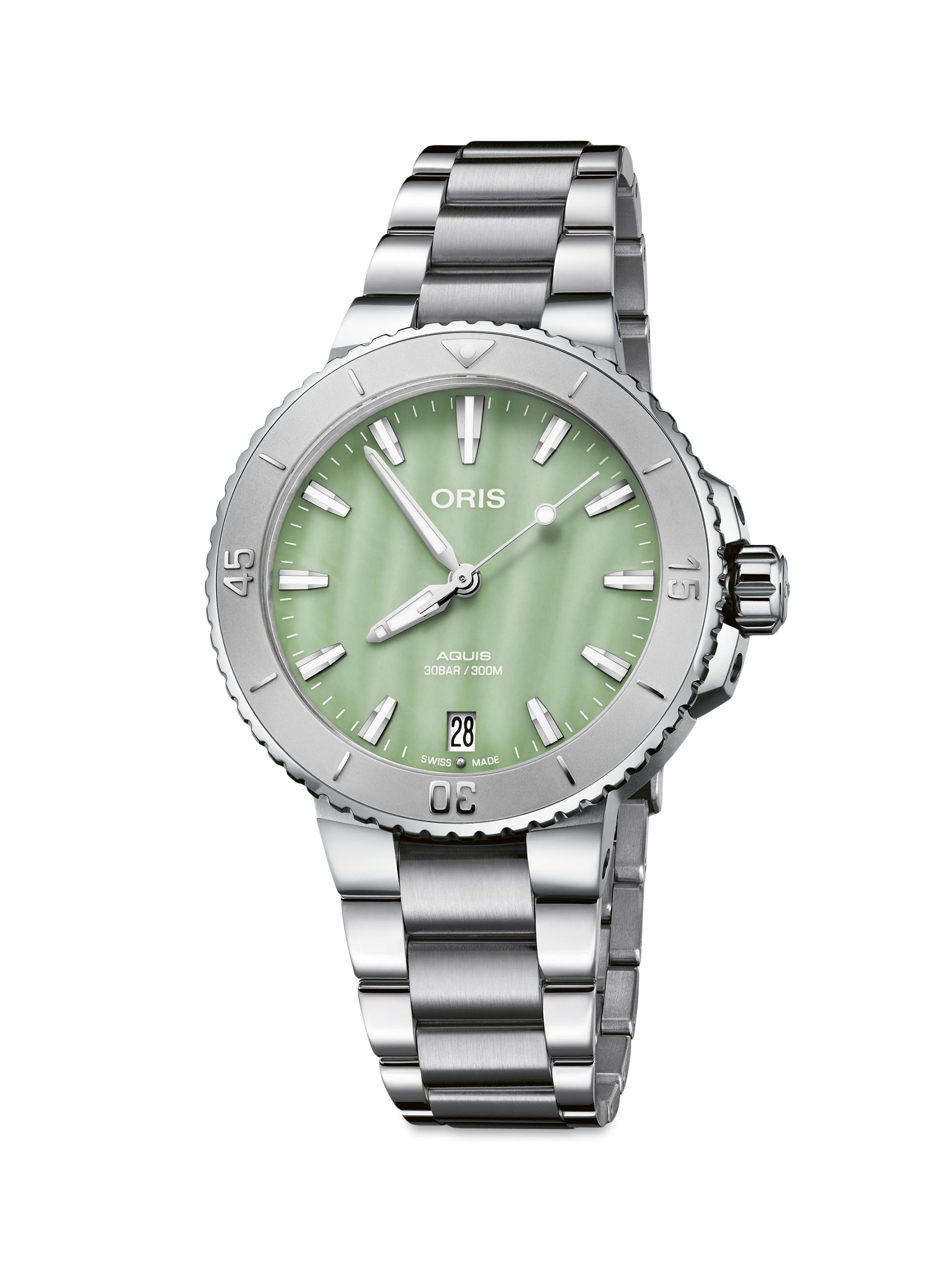 Oris Women's Aquis Date Mother-Of-Pearl Dial Watch