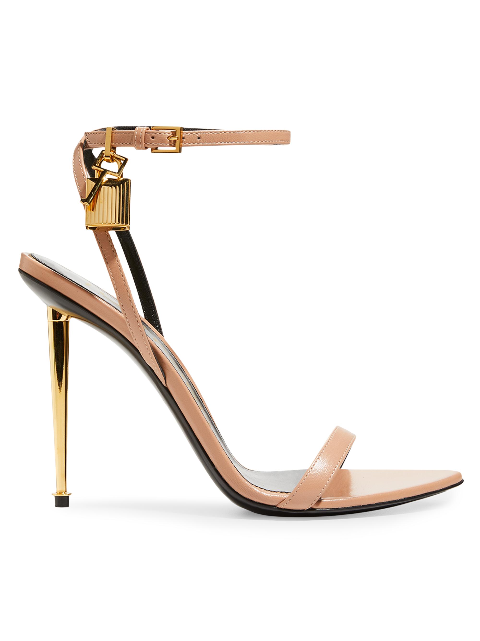 TOM FORD Women's Padlock 105MM Leather Point-Toe Ankle-Strap Sandals - Flesh | Thumbnail 8