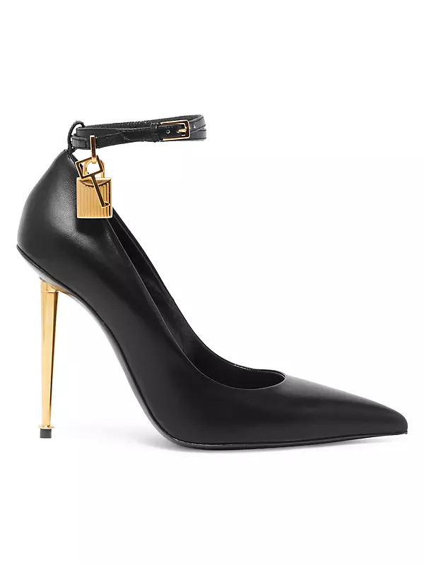 Leather Ankle-Strap Point-Toe Pumps