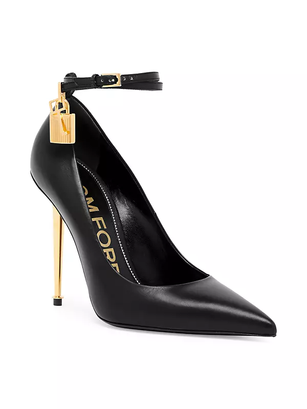 Leather Ankle-Strap Point-Toe Pumps