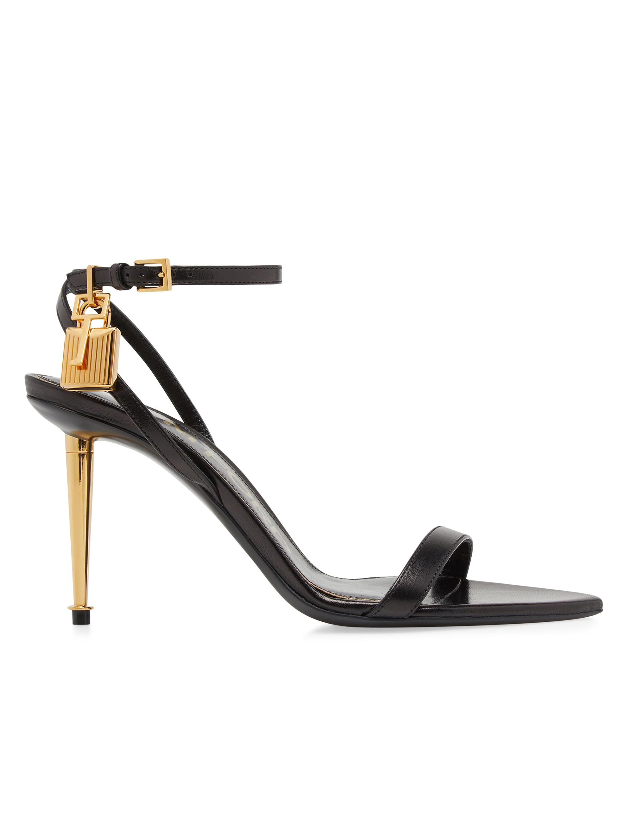 TOM FORD Padlock 85 Leather Point-Toe Ankle-Strap Sandals
