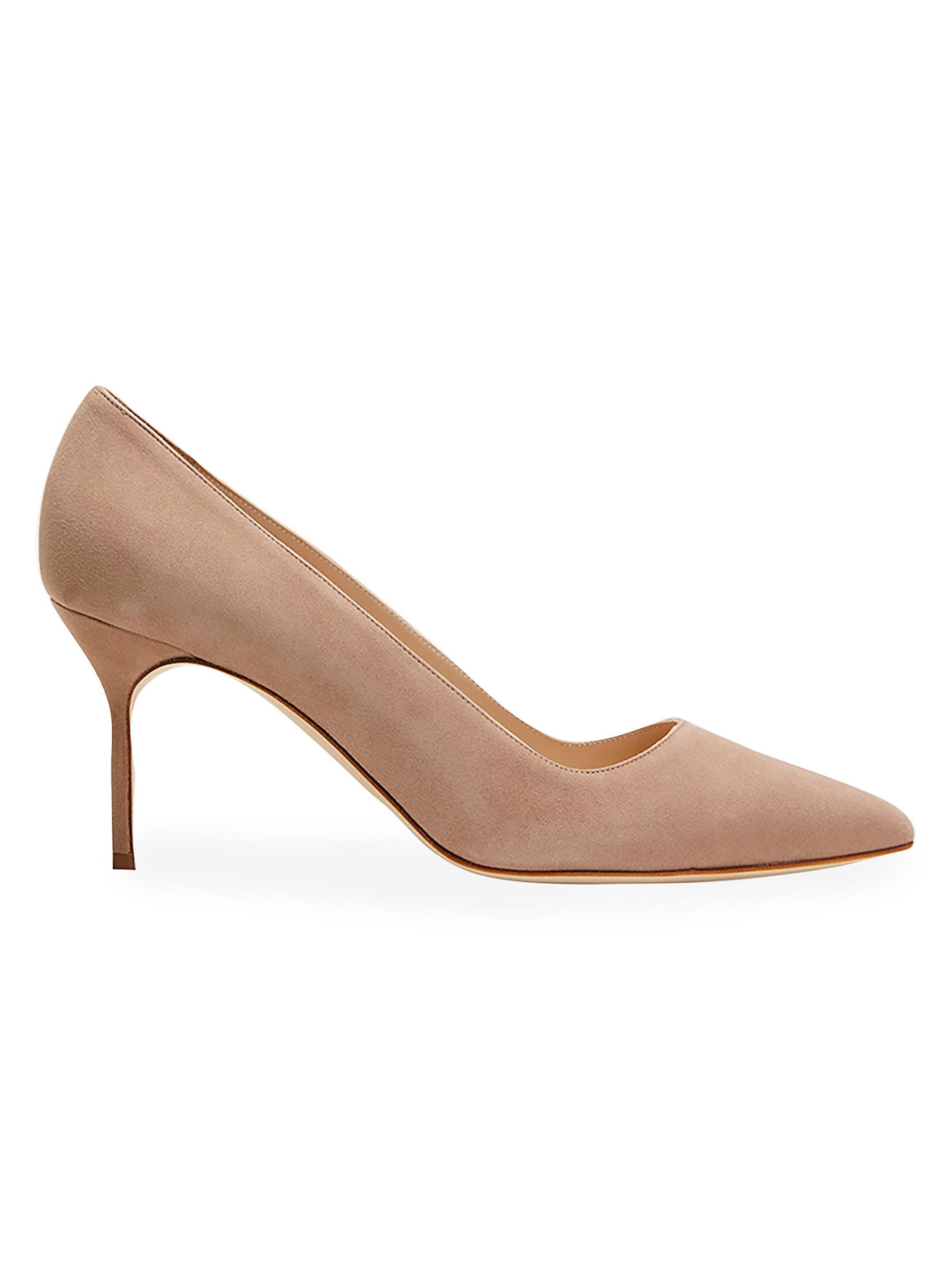 Manolo Blahnik Women's BB 70MM Suede Point Toe Pumps - Beige