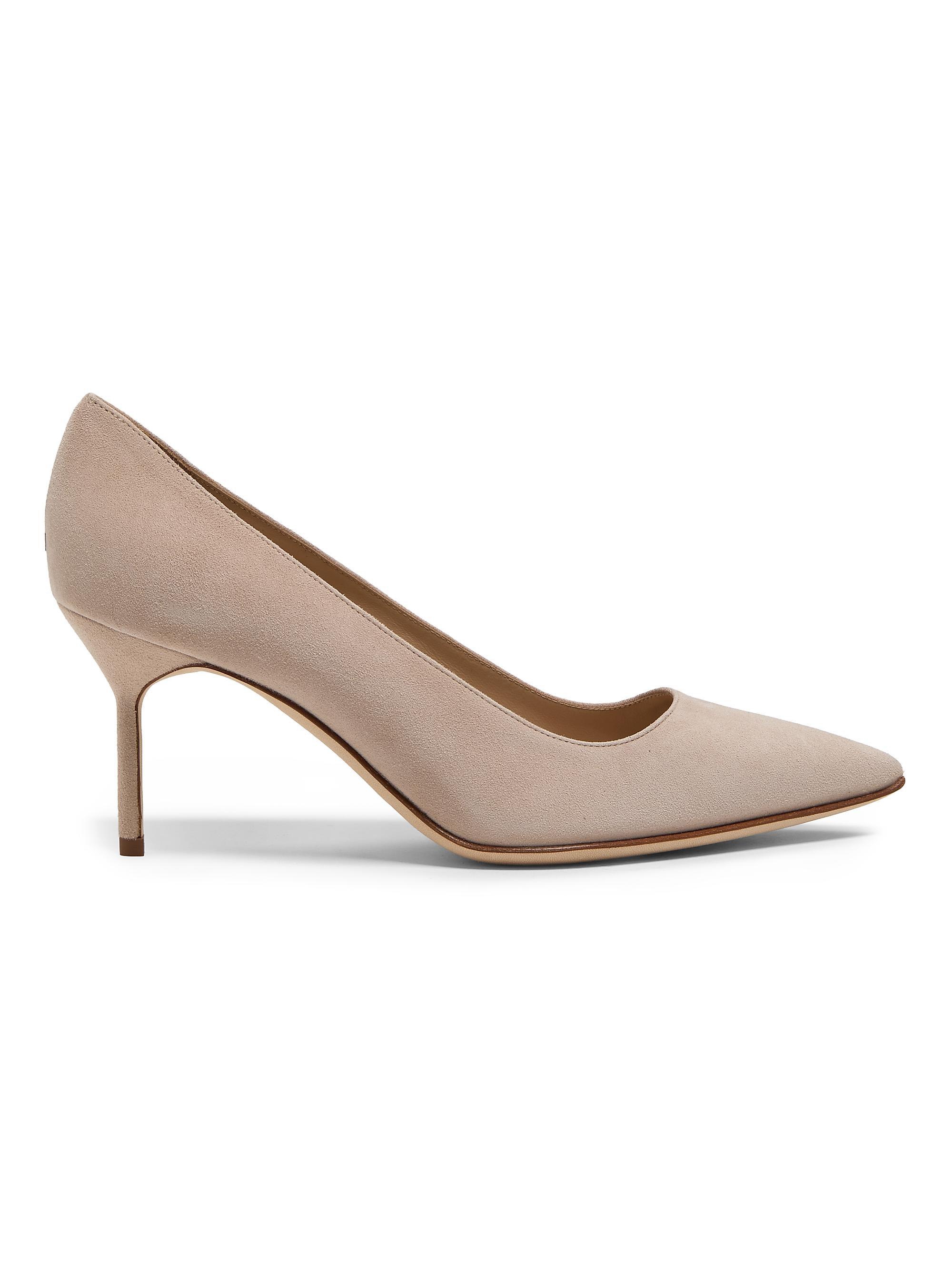Manolo Blahnik Women's BB 70MM Suede Point Toe Pumps - Medium Beige