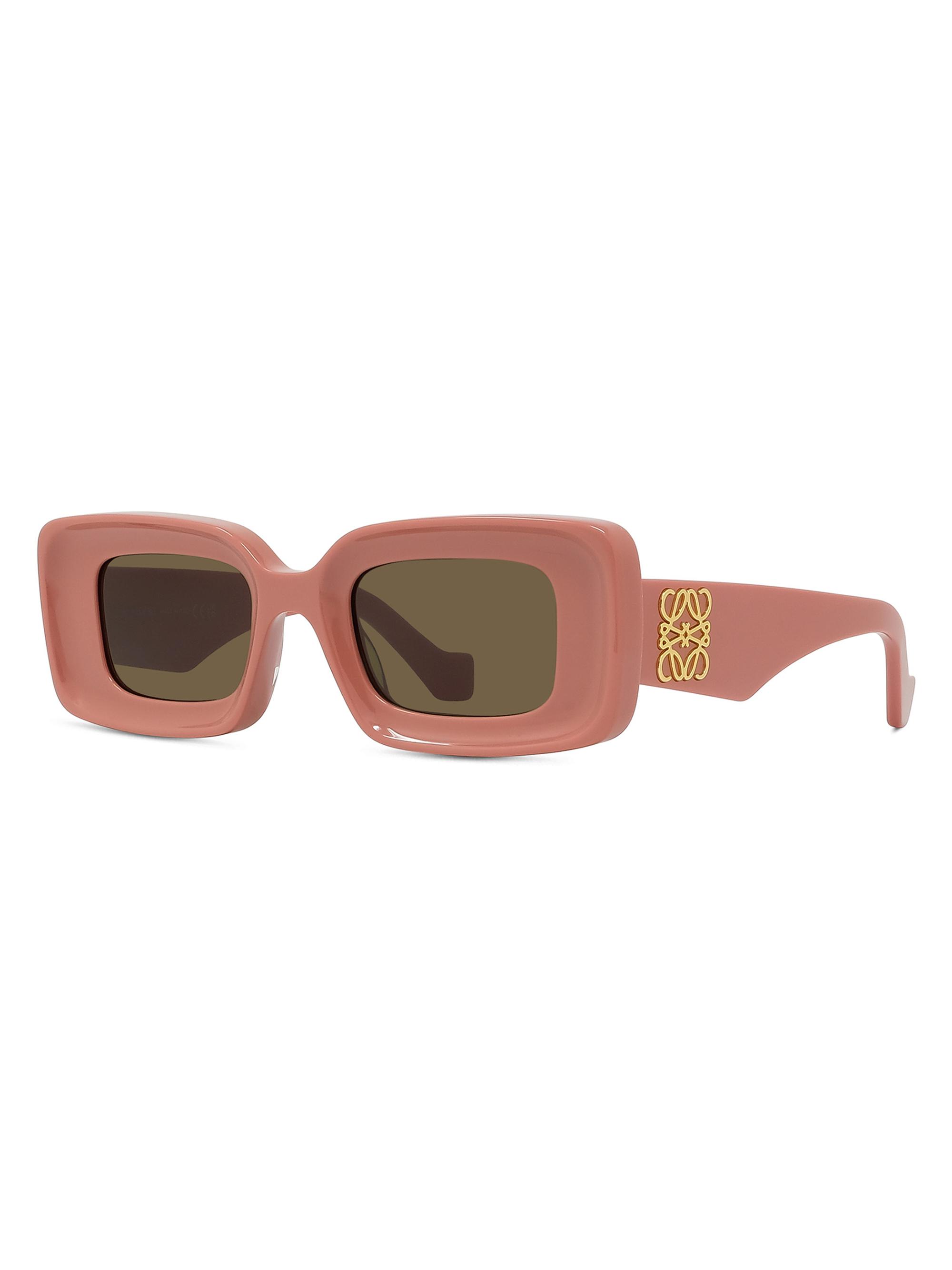 LOEWE Women's Chunky Anagram Rectangle Sunglasses - Pink