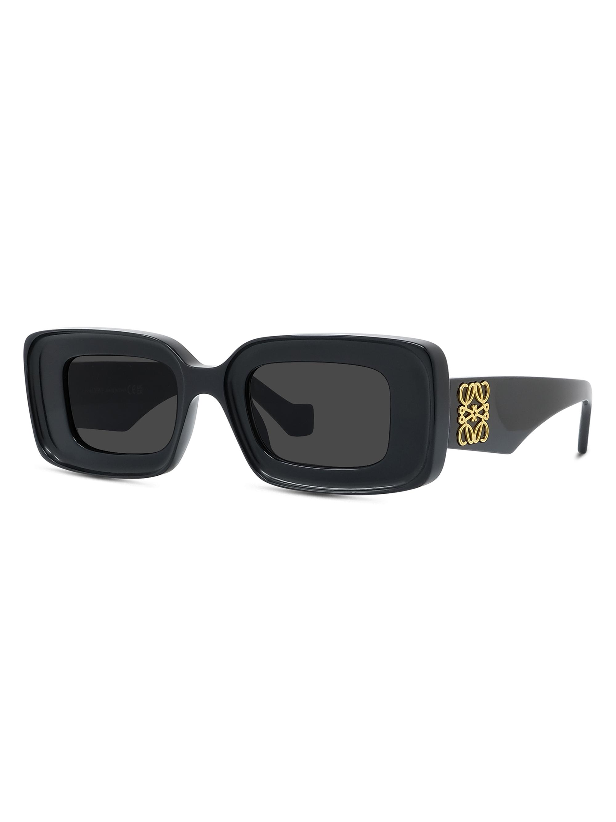 LOEWE Women's Chunky Anagram Rectangle Sunglasses - Shiny Black