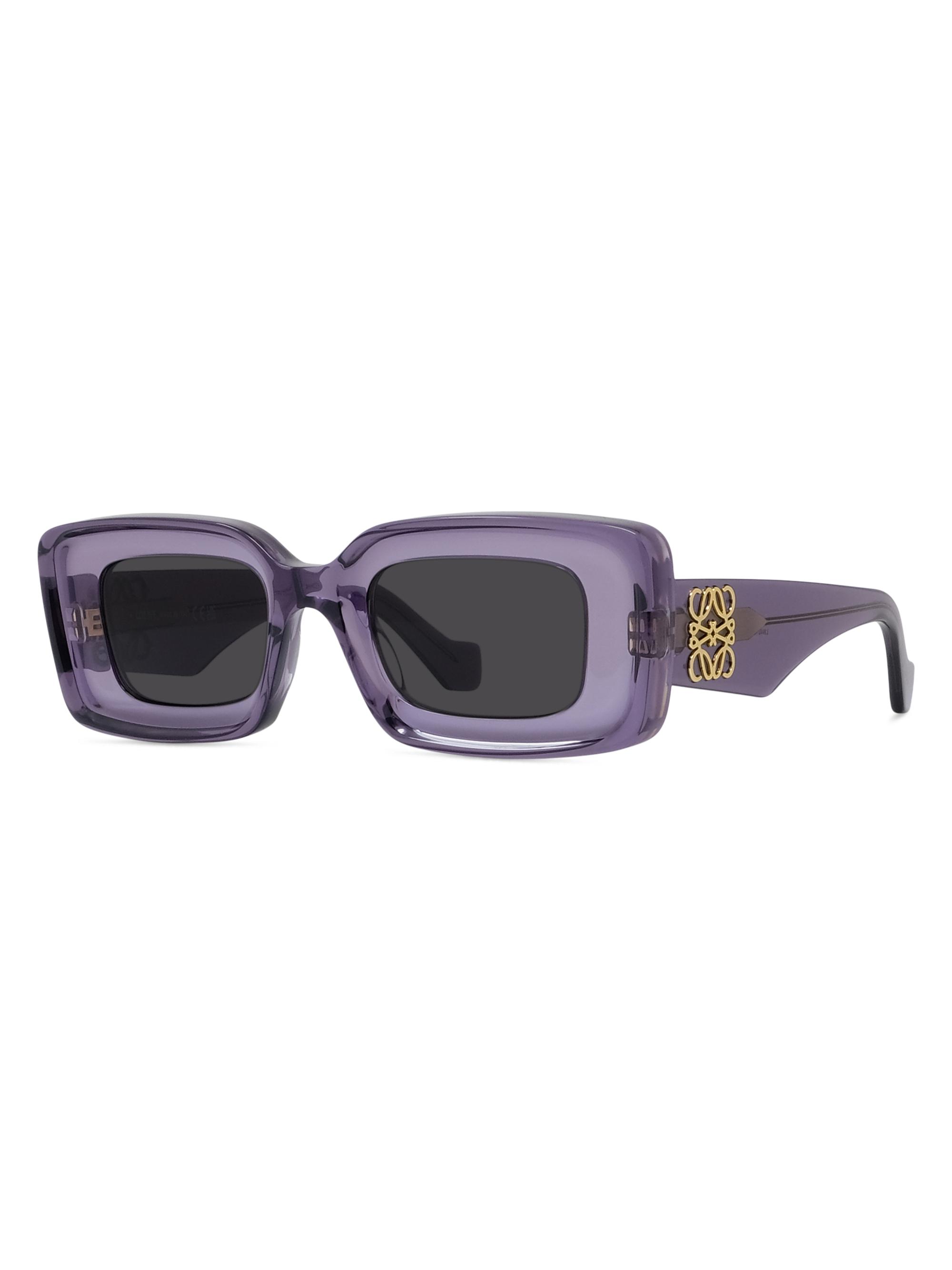 LOEWE Women's Chunky Anagram Rectangle Sunglasses - Violet Smoke