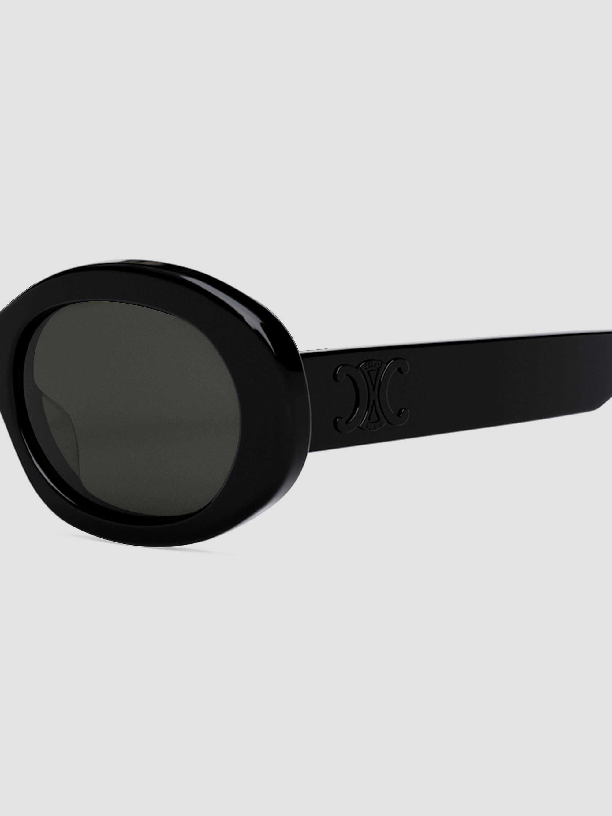 Celine 52mm Triomphe Oval Sunglasses in Shiny Solid Black Smoke CELINE Triomphe Oval Sunglasses, 52mm | Bloomingdale main image 4