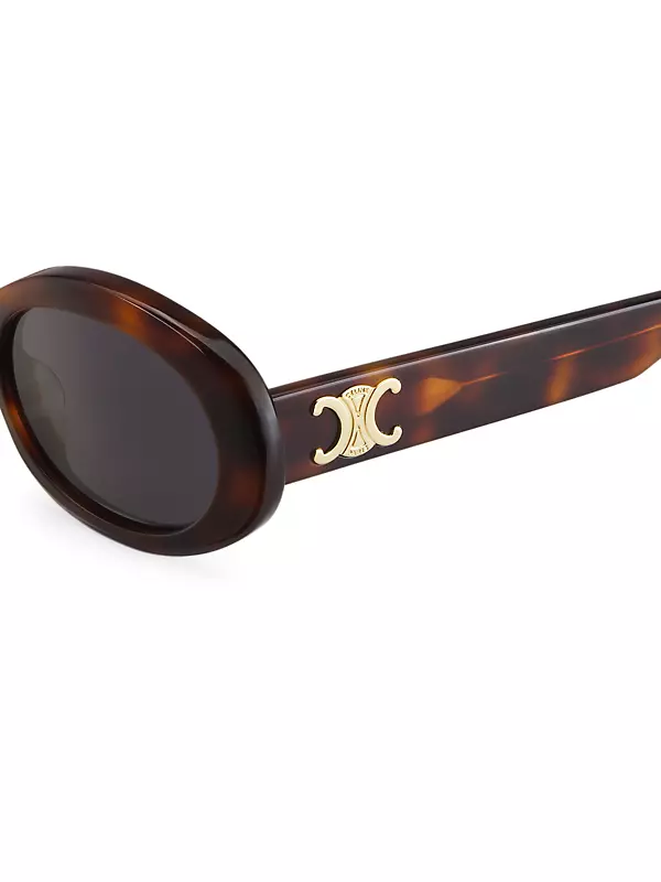 Triomphe 01 Oval Sunglasses in White - Celine Eyewear