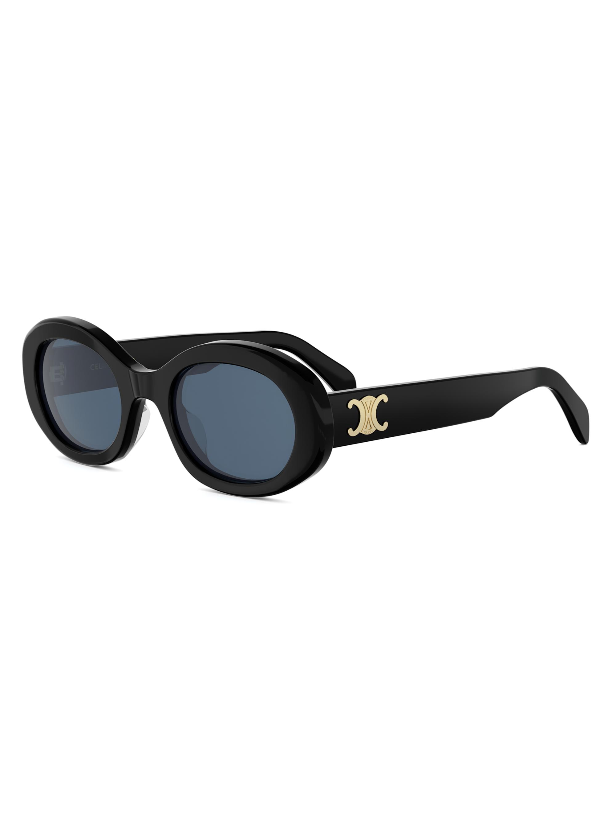 CELINE Women's Triomphe 52MM Oval Sunglasses - Shiny Black Blue