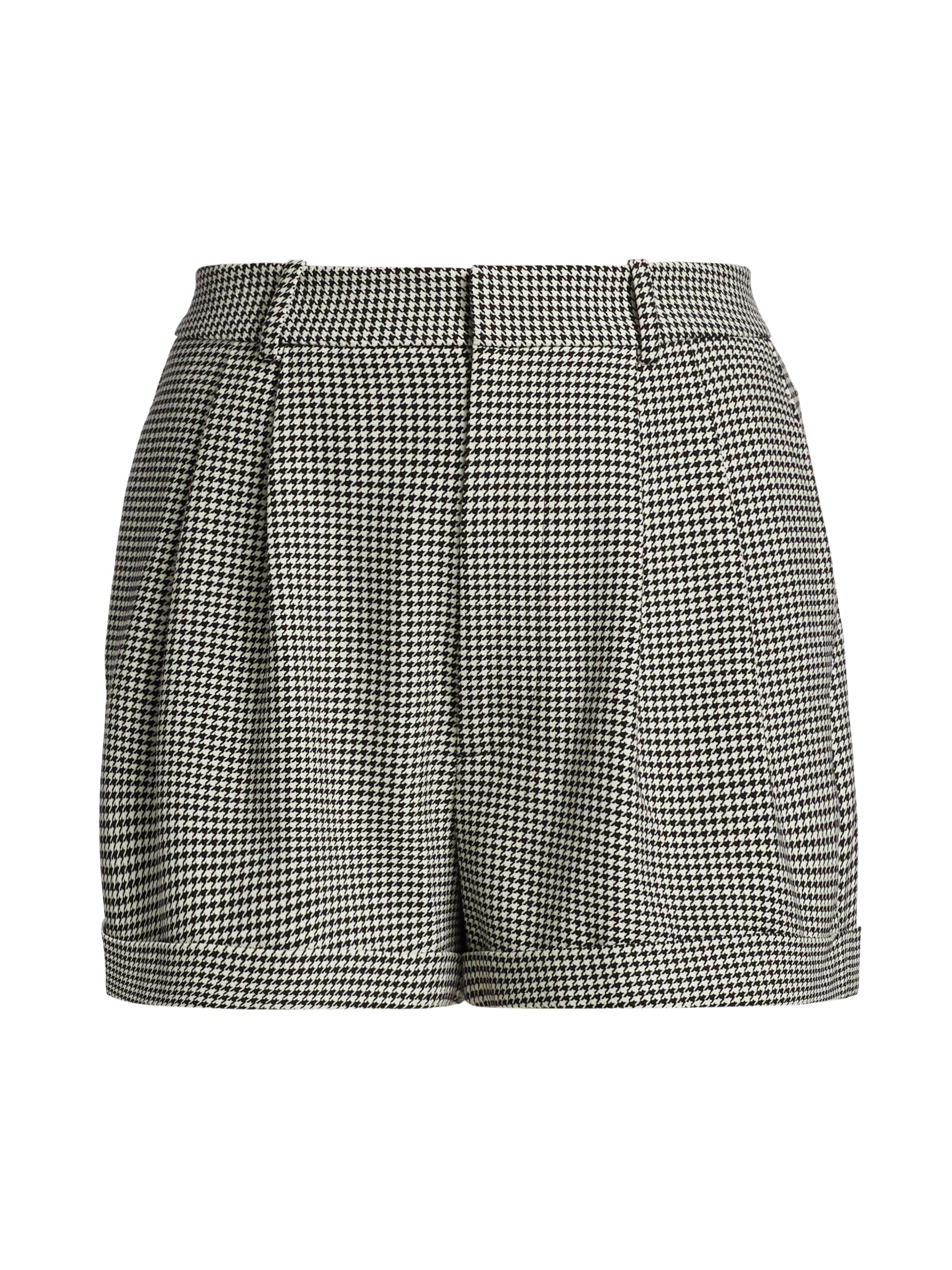 Alice + Olivia Women's Conroy Houndstooth Cuffed Shorts - Houndstooth Black Ecru