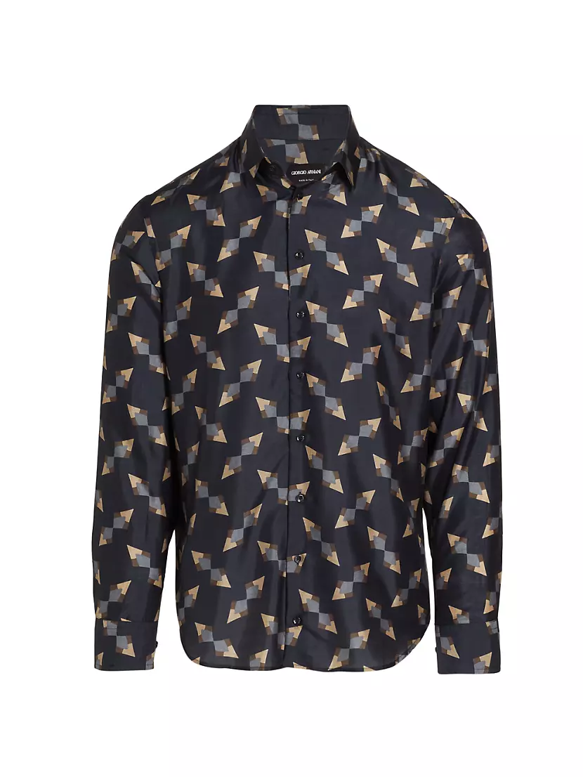 Shop Giorgio Armani Geometric Silk Button-Up Shirt | Saks Fifth Avenue