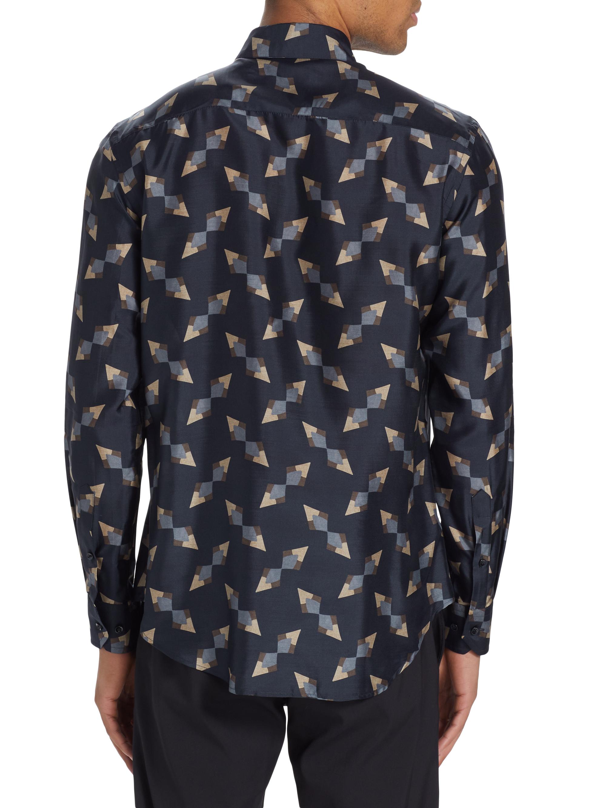 Giorgio Armani Geometric Silk Button-Up Shirt | Saks Fifth