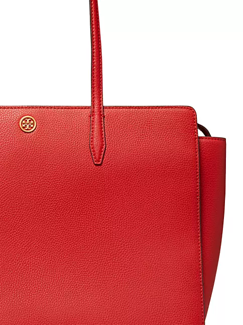 Tory Burch 'robinson' Side Zip Pebbled Leather Tote in Black