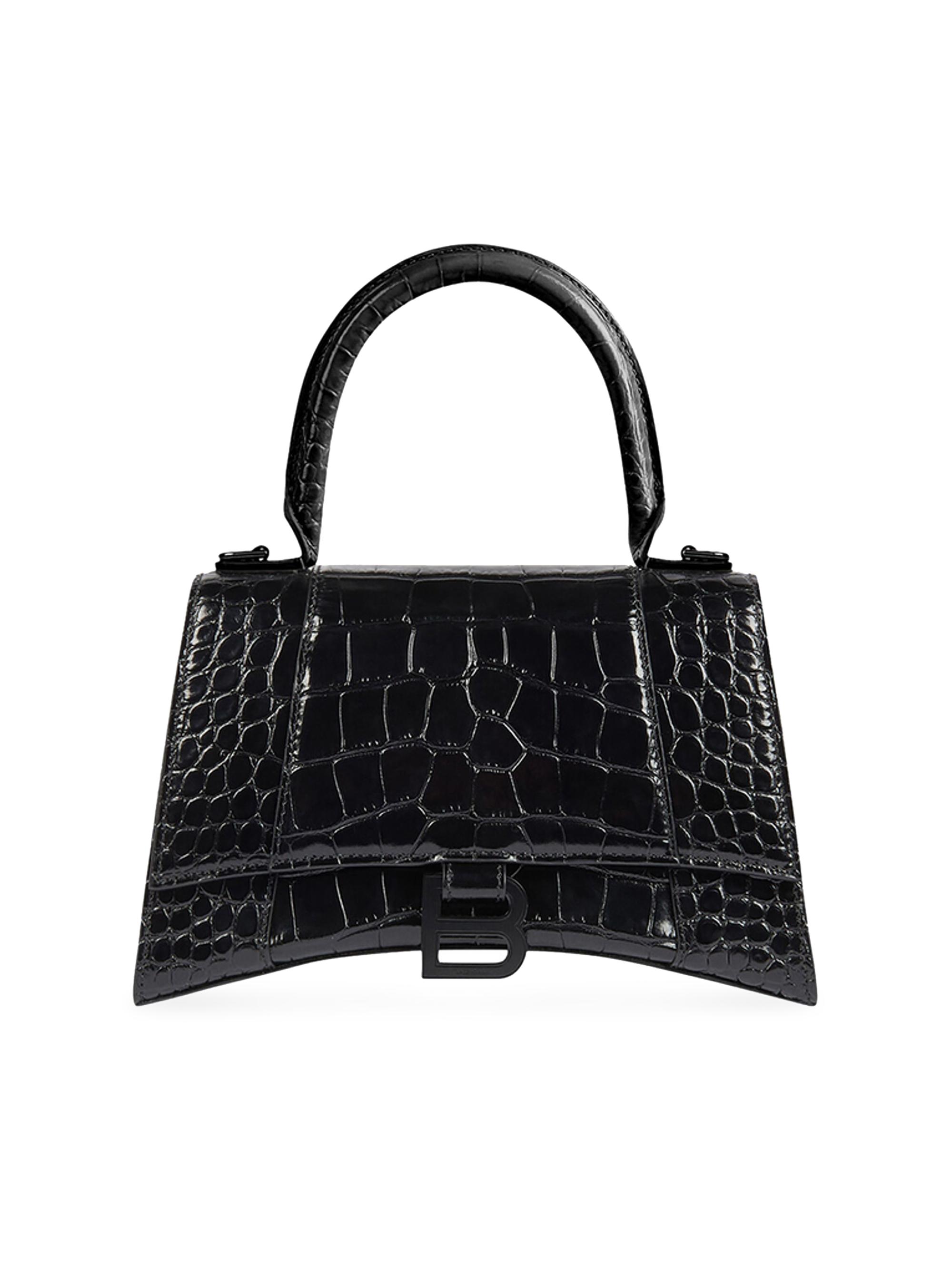 Balenciaga Hourglass XS Handbag Crocodile Embossed With