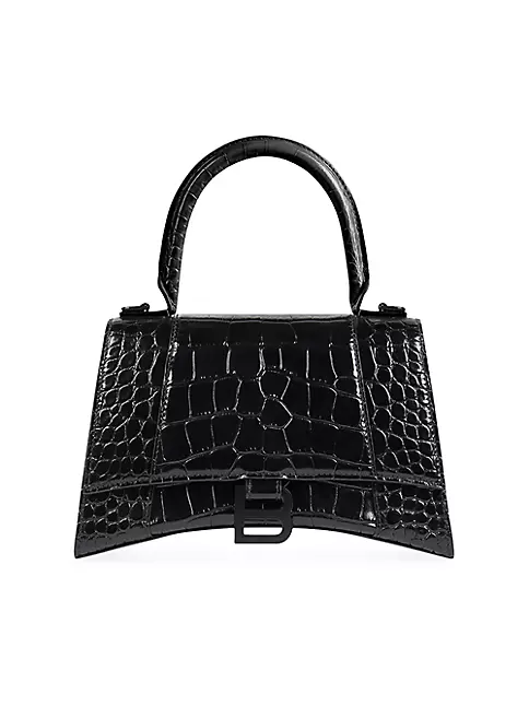 Balenciaga Hourglass Top Handle Bag Extra Small Crocodile Embossed Fluo  Green in Calfskin with Silver-tone - US