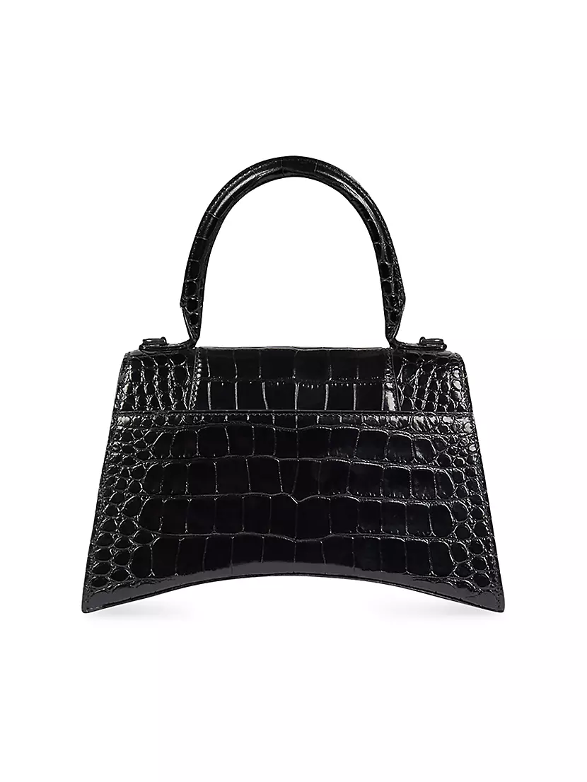 Shop Balenciaga Medium Hourglass Croc-Embossed Leather Top Handle
