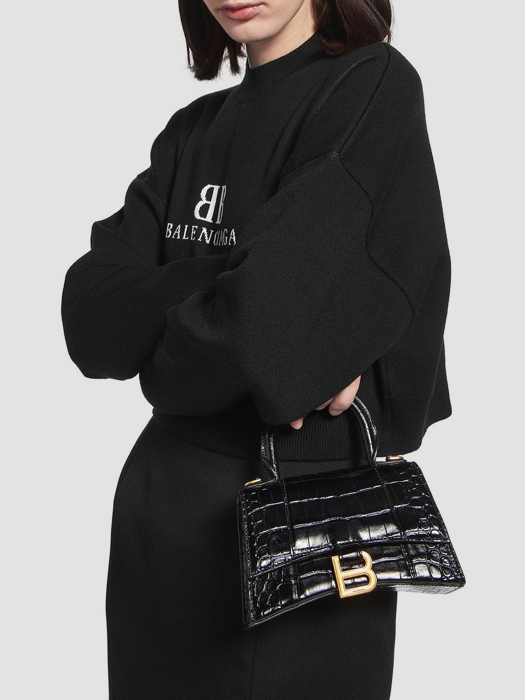 Balenciaga Hourglass XS Handbag Crocodile Embossed | Saks Fifth Avenue