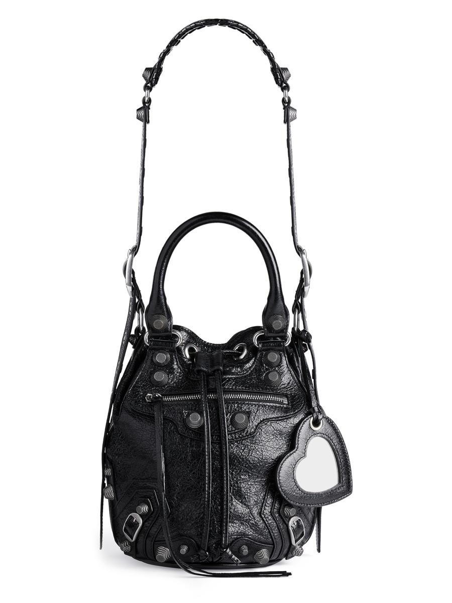 【BALENCIAGA】LE CAGOLE BUCKET BAG XS Le Cagole XS leather bucket bag in black - Balenciaga