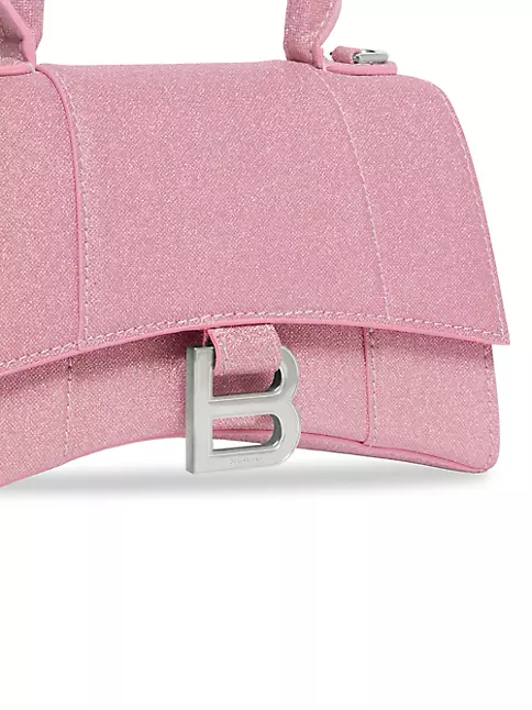 Balenciaga Small Hourglass Pink Denim Shoulder Bag New