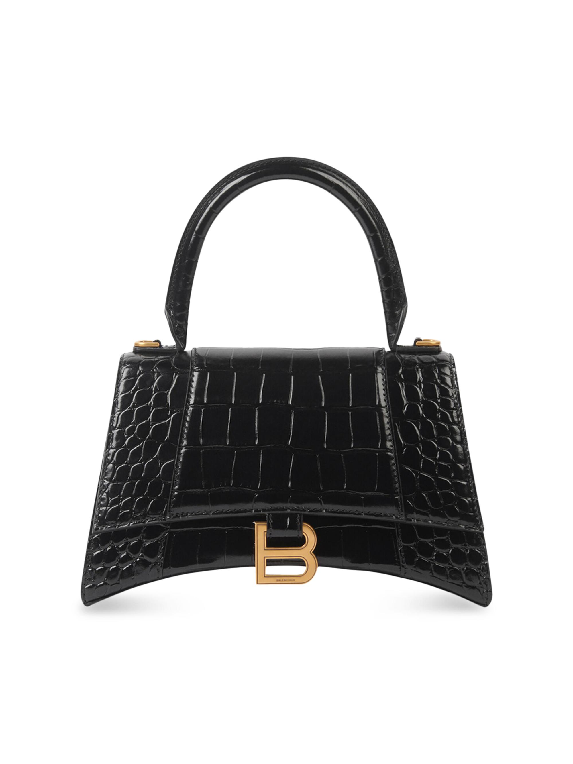 Balenciaga Hourglass XS Handbag Crocodile Embossed With