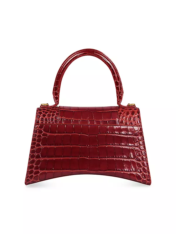 Balenciaga Hourglass Small Top Handle Bag In Red Smooth Leather