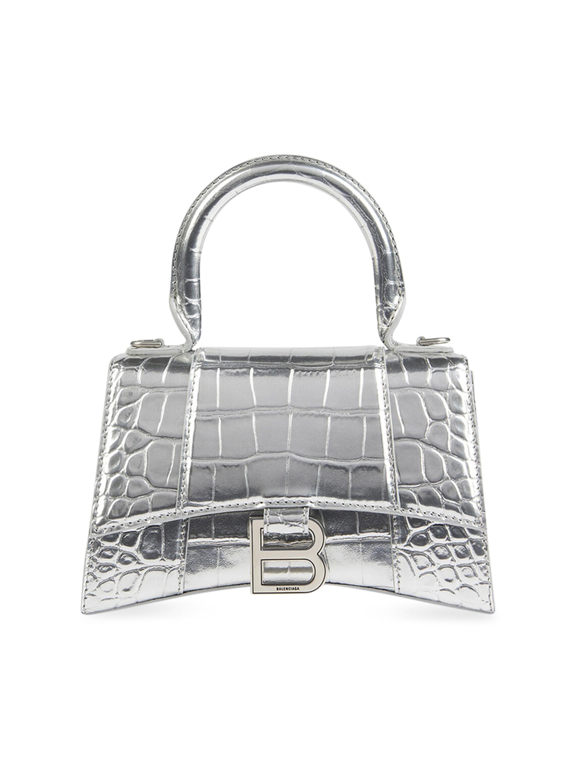 【極美品・付属品完備】Balenciaga HOURGLASS チャーム Balenciaga Hourglass Mini Handbag With Chain Crocodile Embossed