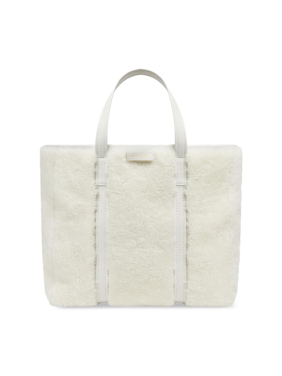 Balenciaga Barbes Medium East-West Shopper Bag In Shearling