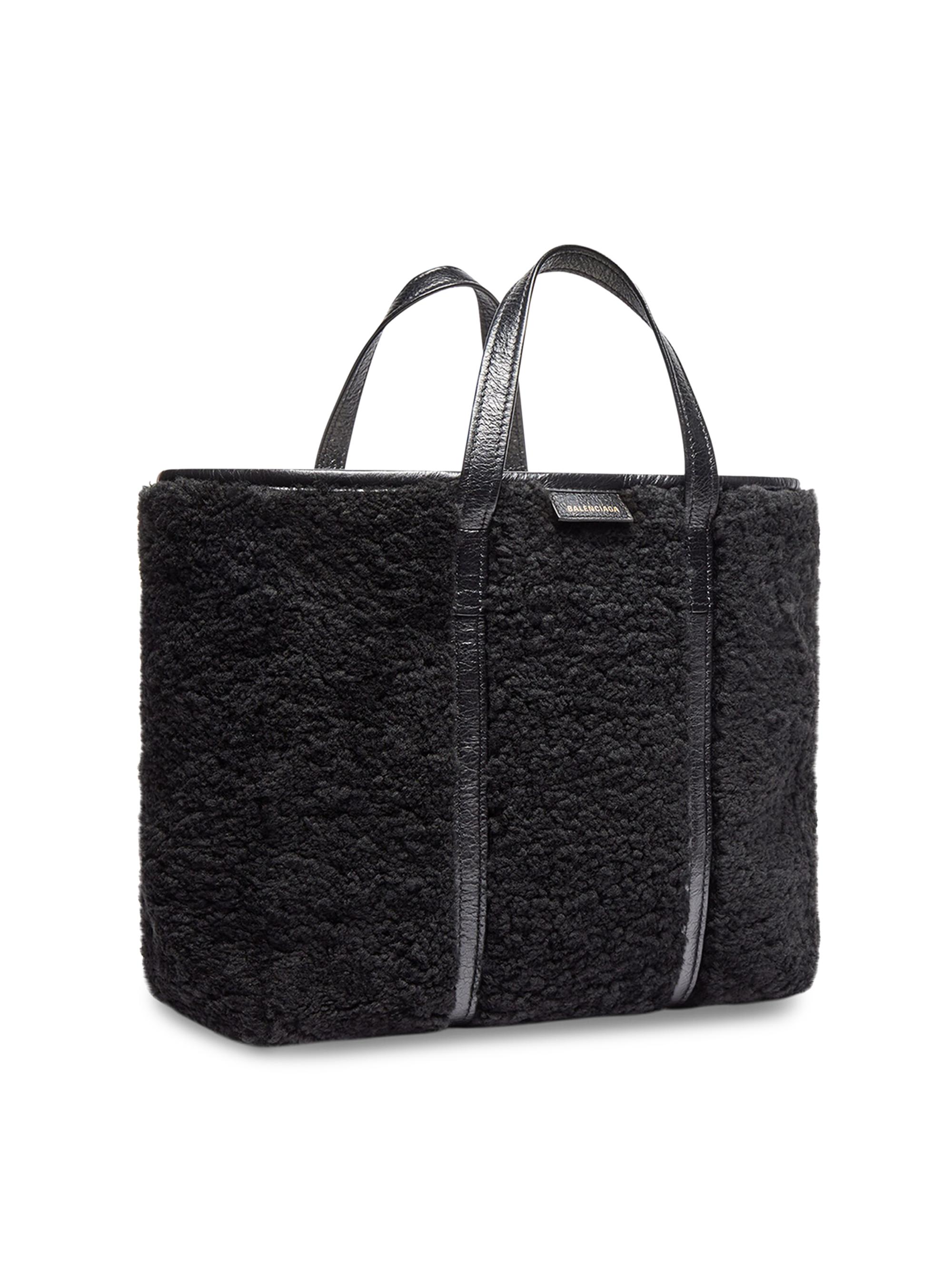 Balenciaga Barbes Medium East-West Shopper Bag In Shearling | Saks