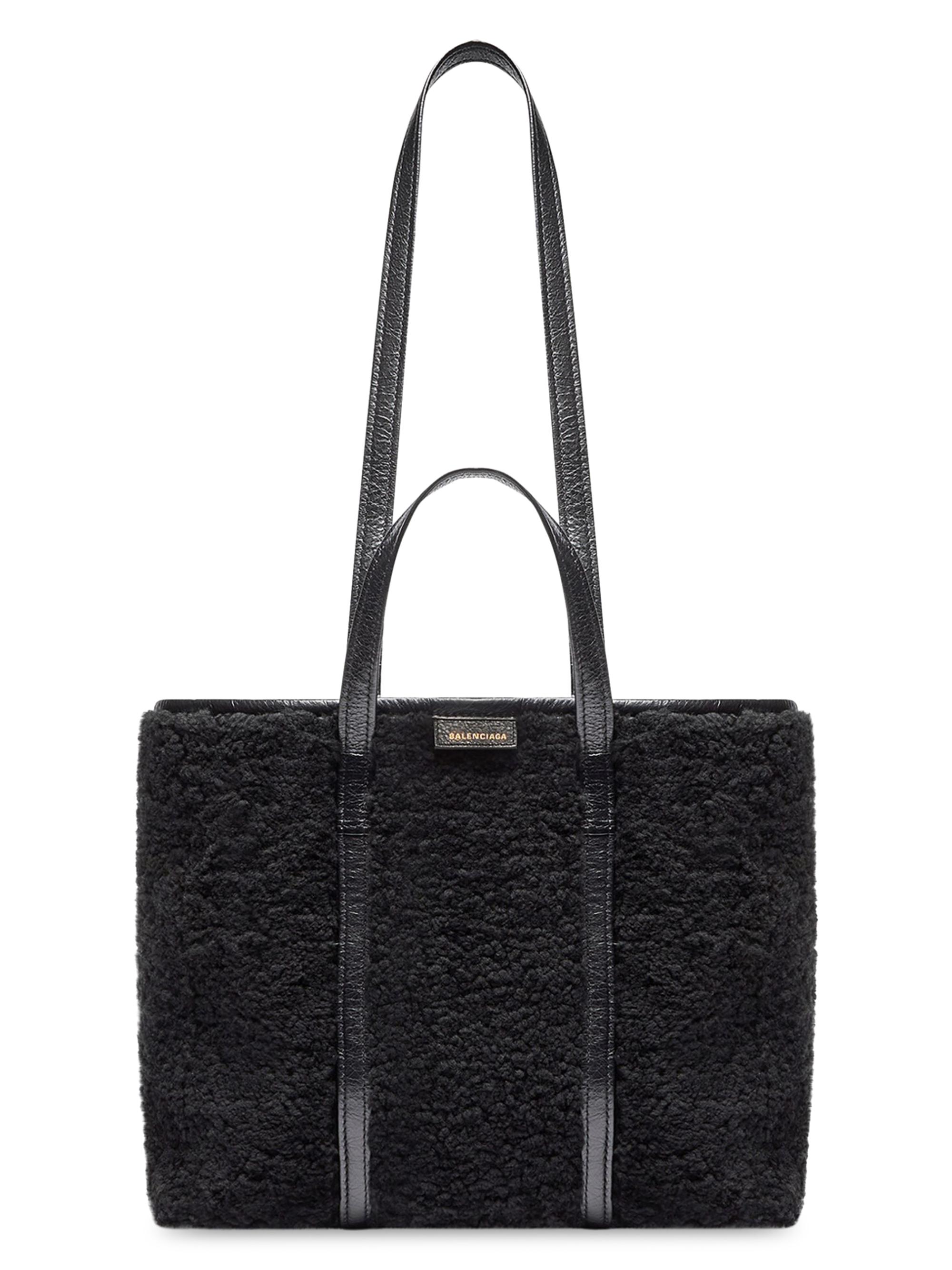 Balenciaga Barbes Medium East-West Shopper Bag In Shearling | Saks