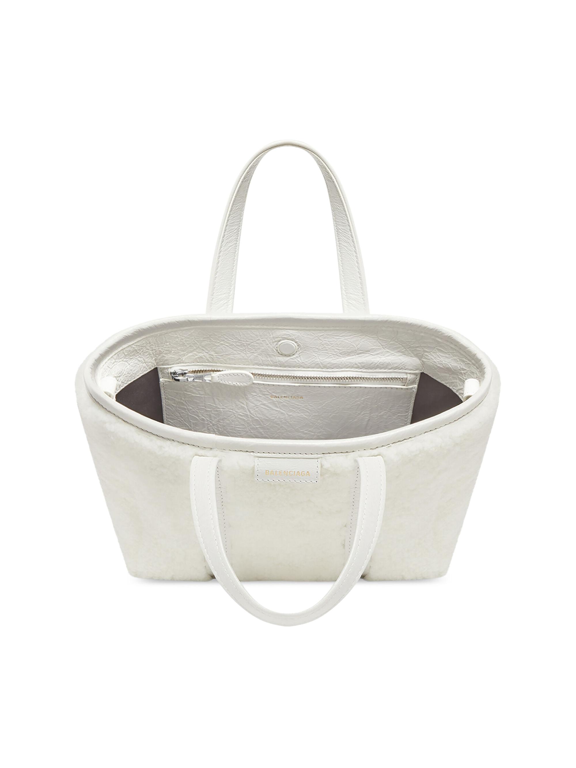 Balenciaga Barbes Small East-West Shopper Bag in Shearling | Saks