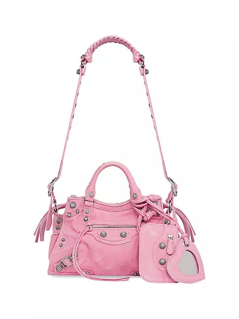 Balenciaga Women's Neo Cagole Xs Handbag in Denim - Pink