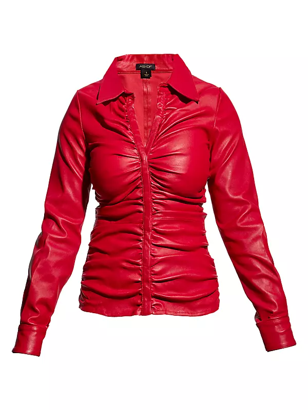 Rouge Stretch Leather Blouse