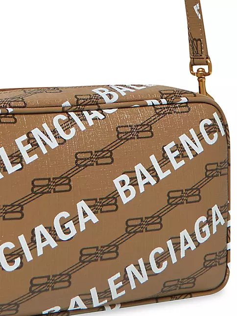 Balenciaga Men Signature Monogram Waist bag in Beige calfskin