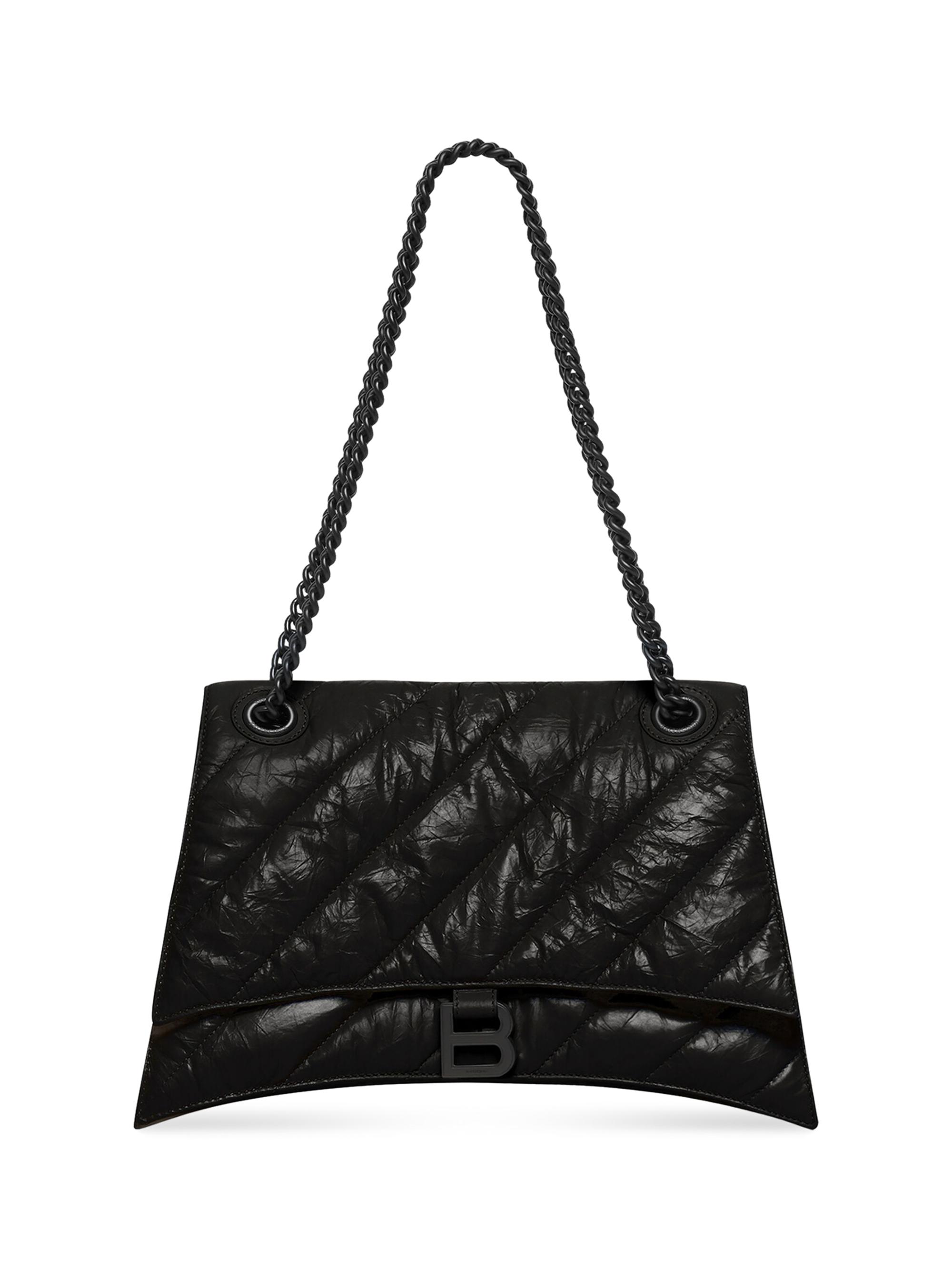 Balenciaga Women's Crush  Chain Bag Quilted - Black