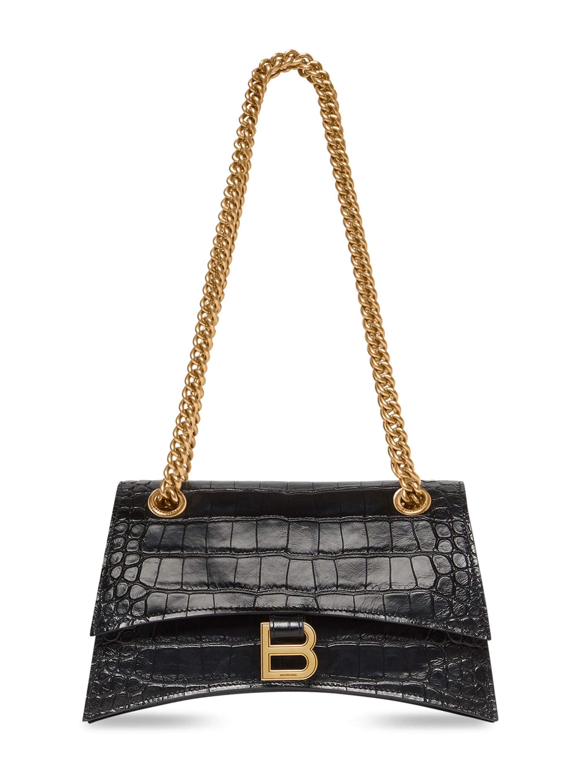 Balenciaga Women's Crush  Chain Bag Crocodile Embossed - Optic White