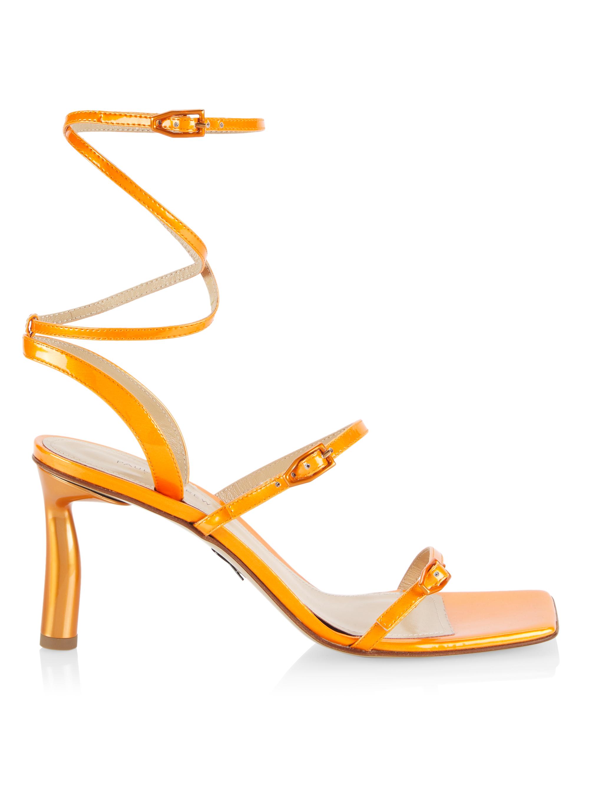 Paul Andrew Women's 75 Strappy Open-Toe Leather Sandals - Tangerine