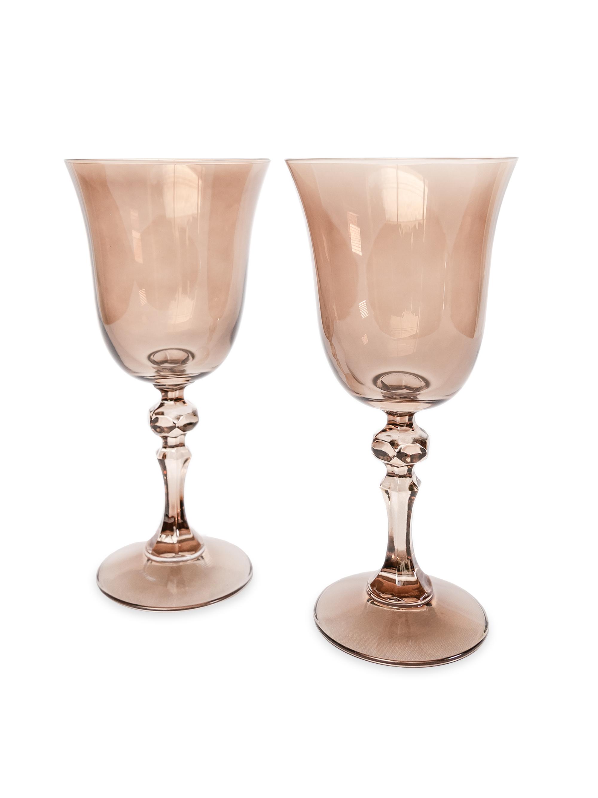 Estelle Colored Glass Tinted Regal Goblets 2-Piece Set - Amber Smoke