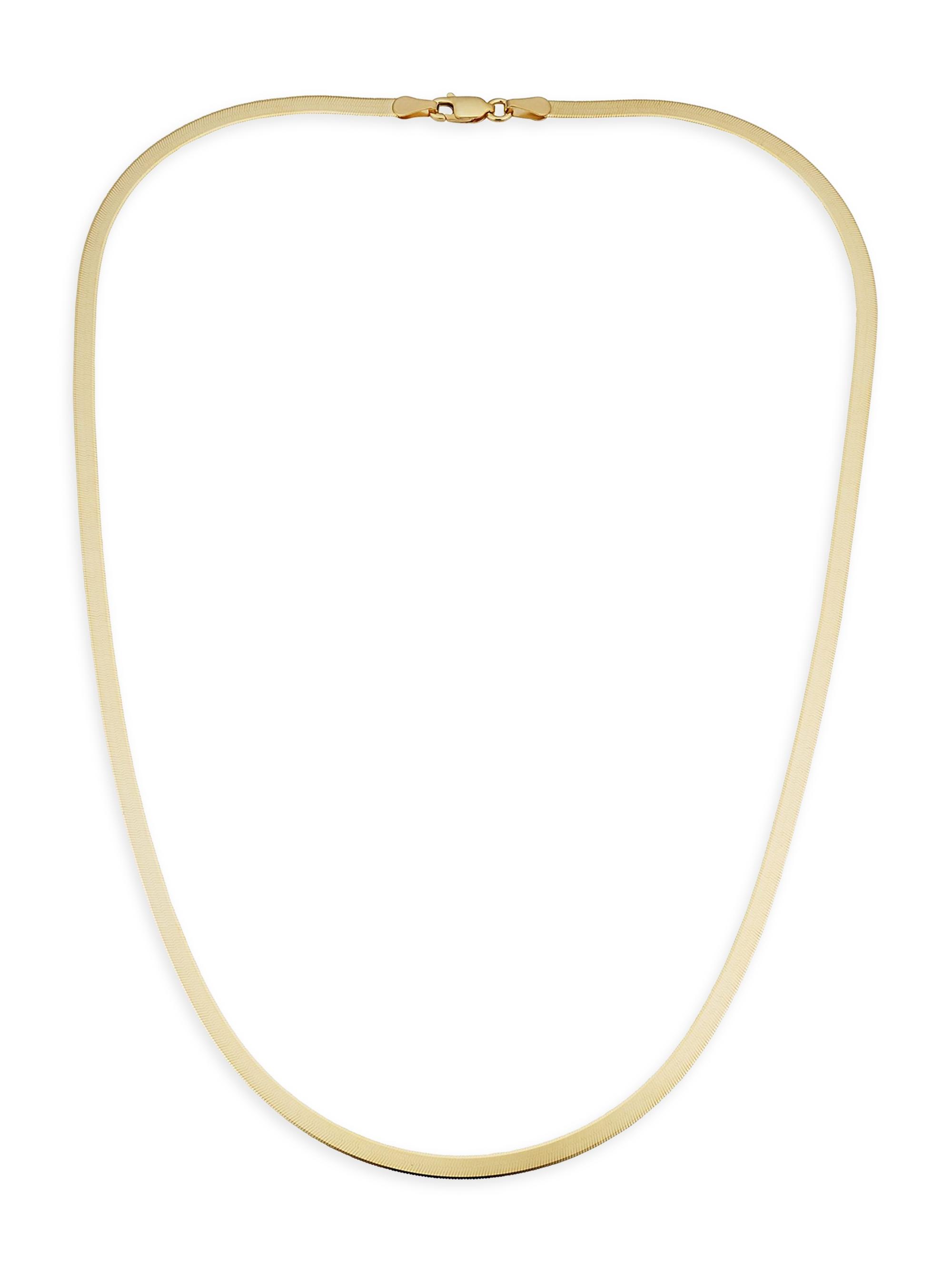 Oradina Women's 14K Yellow Solid Gold Park Avenue Bold Herringbone Necklace - Yellow Gold