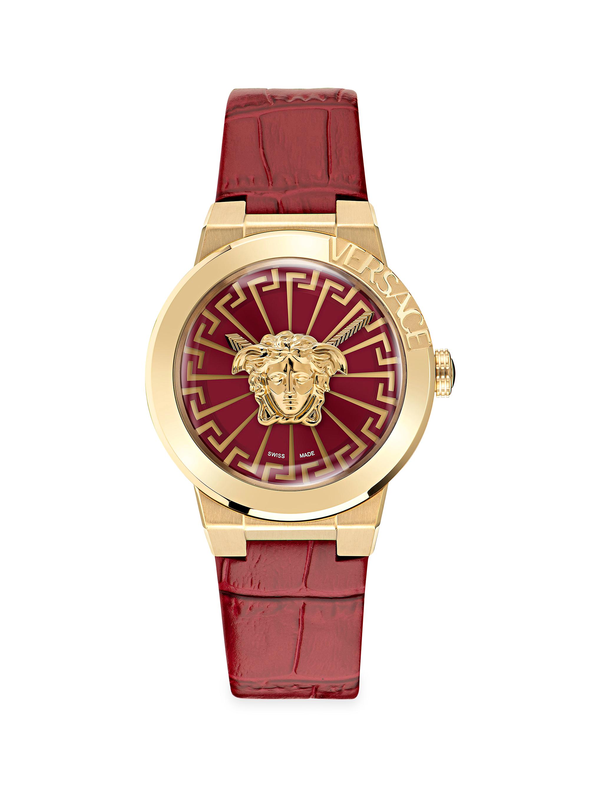 Versace Women's Medusa Goldtone Stainless Steel & Leather Strap Watch - Yellow Gold