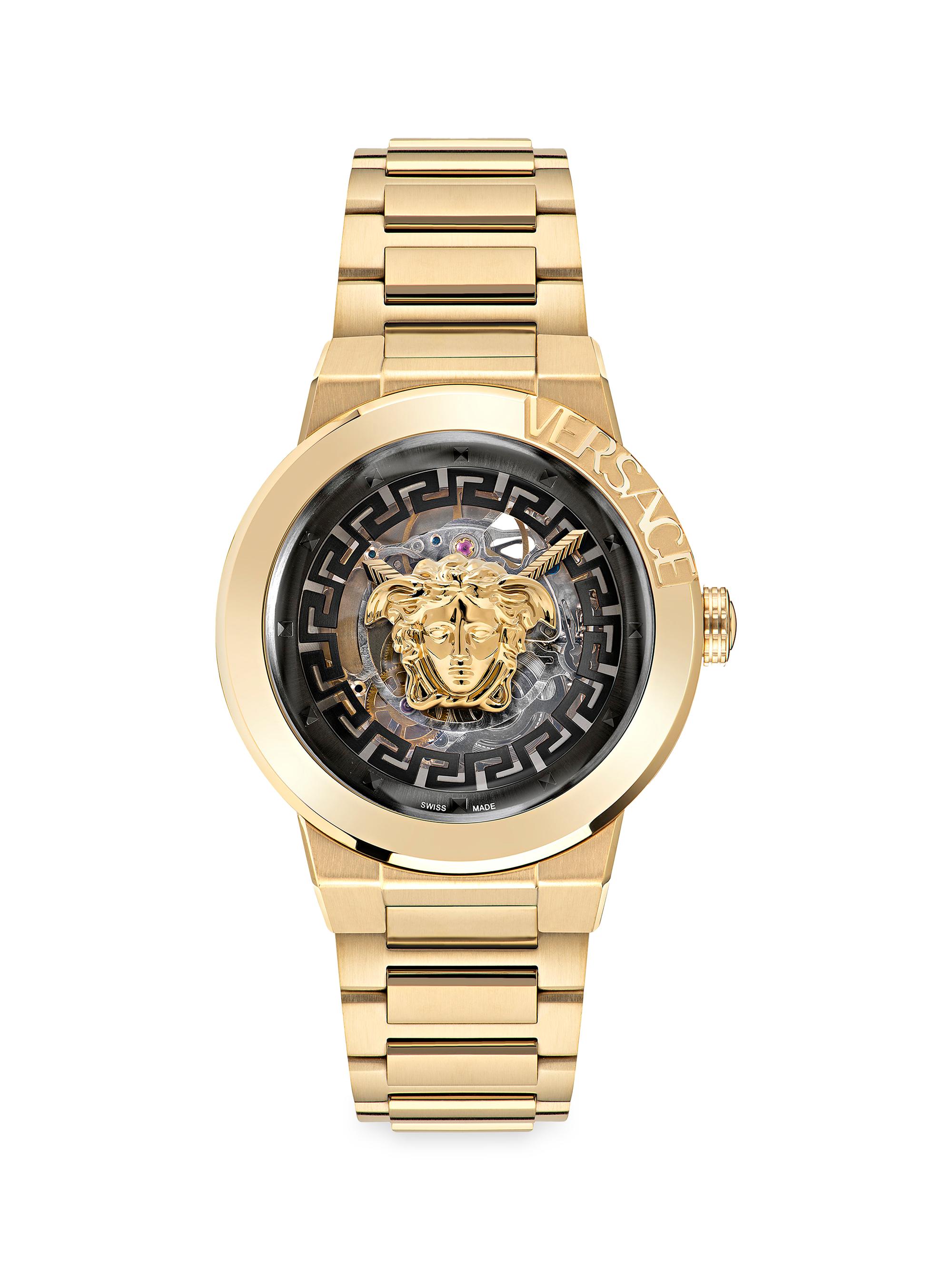 Versace Women's Skeleton Dial Ion-Plated Yellow Gold Bracelet Watch - Yellow Gold