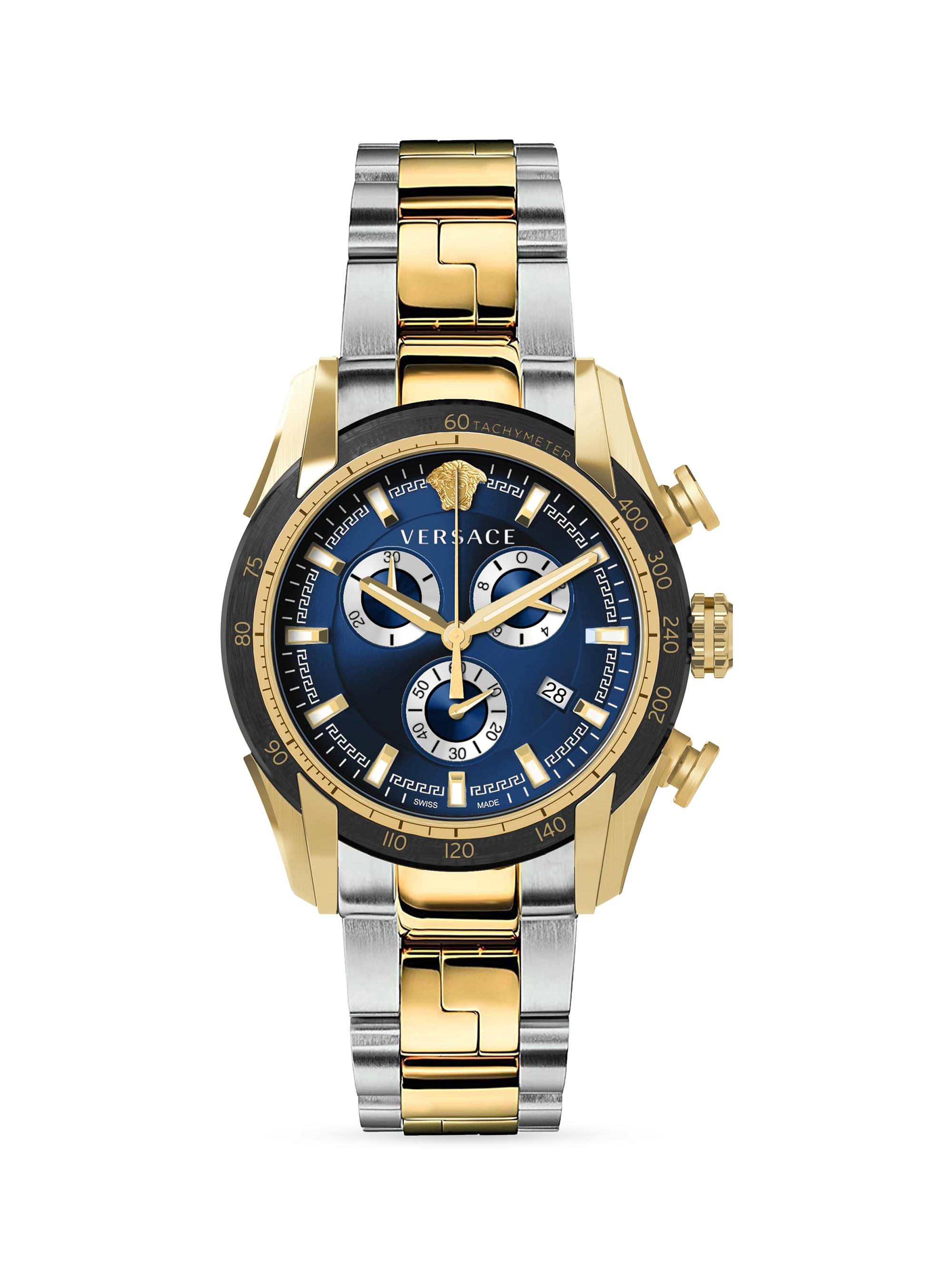 Versace Men's IP Yellow Gold & Stainless Steel Chronograph Bracelet Watch - Yellow Gold