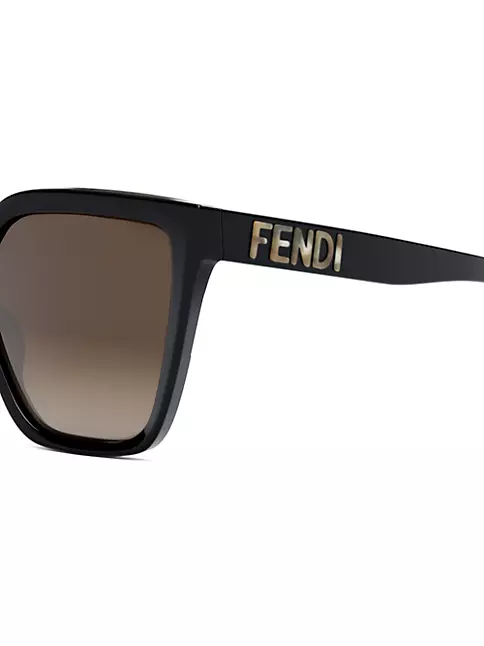 Fendi Lettering Square Sunglasses, 55mm - Black/Brown Gradient